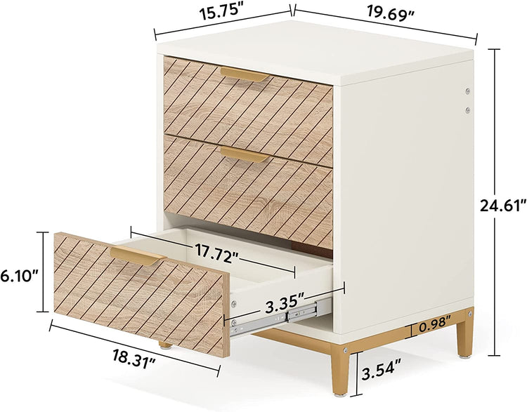 Nightstand, 3 Drawers Bedside End Table for Bedroom Tribesigns