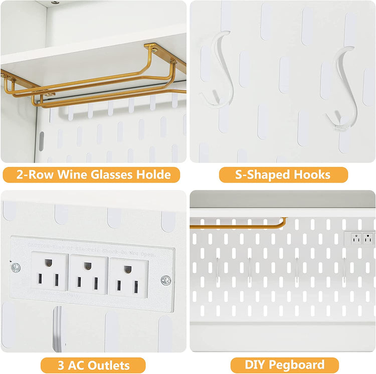 Kitchen Baker's Rack, 6 Tier Storage Cabinet with Power Outlet Tribesigns