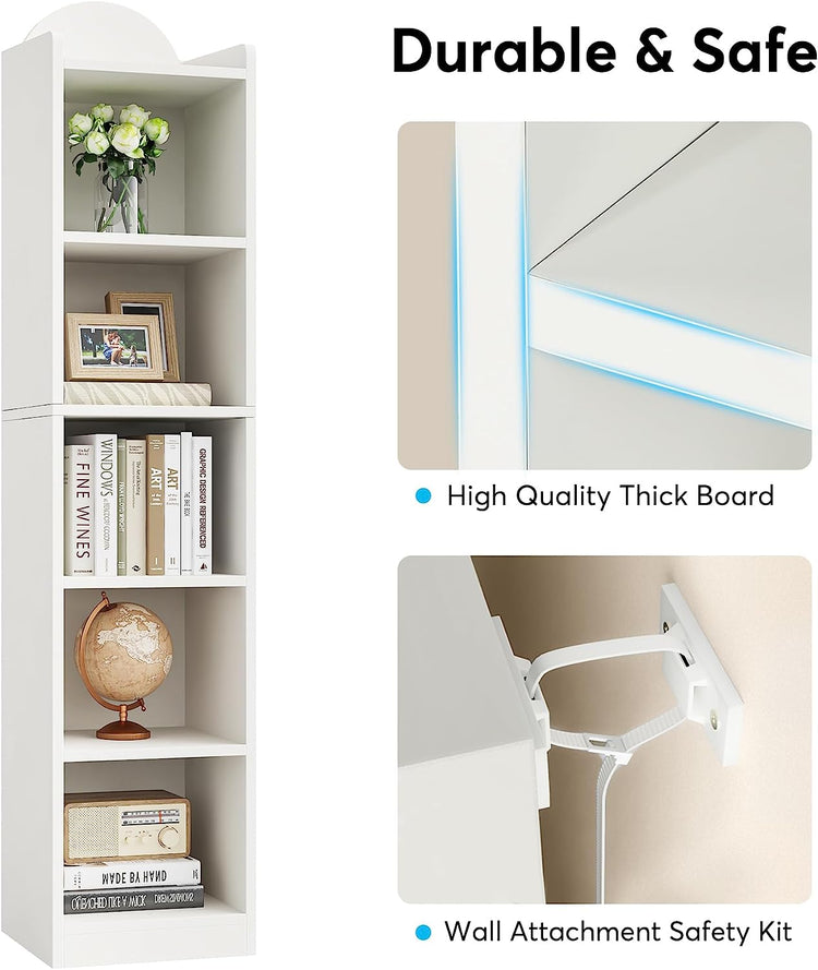 Tribesigns Bookcase, Narrow 5 Cube Storage Organizer Bookshelf for Small Space Tribesigns