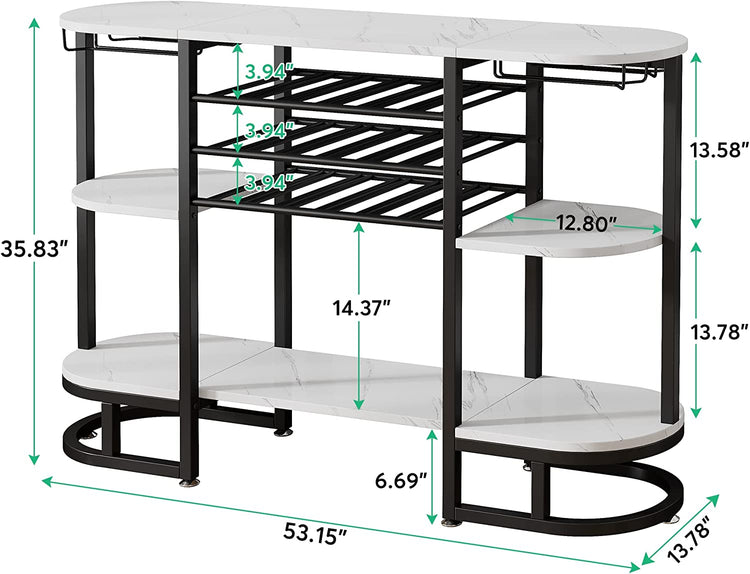 Wine Rack, 18 Bottles Wine Bar Cabinet with Glass Holder Tribesigns