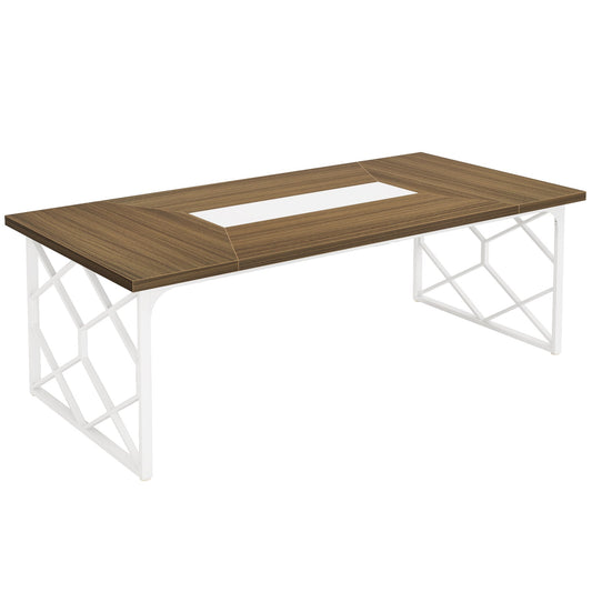 74.8" Executive Desk, Stylish Computer Desk with Heavy-Duty Metal Frame Tribesigns