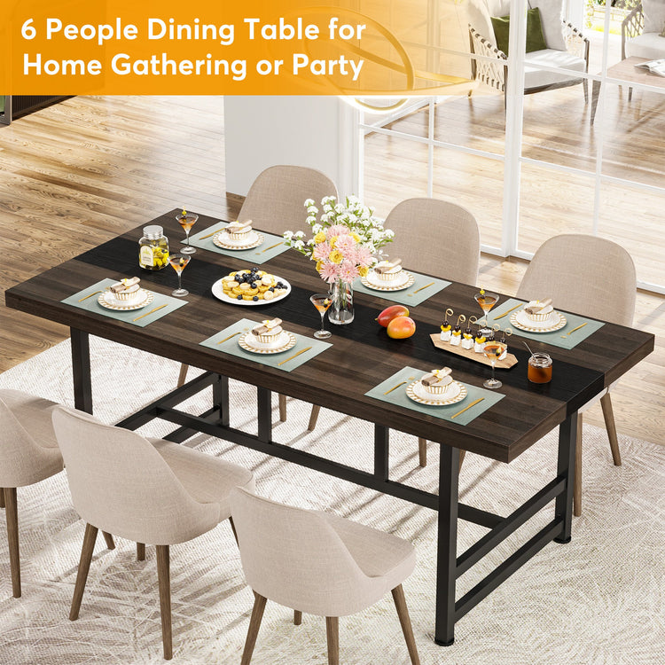 Dinning Table 6 People, 70" Home & Kitchen Table with Metal Frame Tribesigns