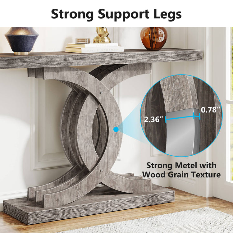 39" Farmhouse Console Table Entryway Table with Geometric Base Tribesigns