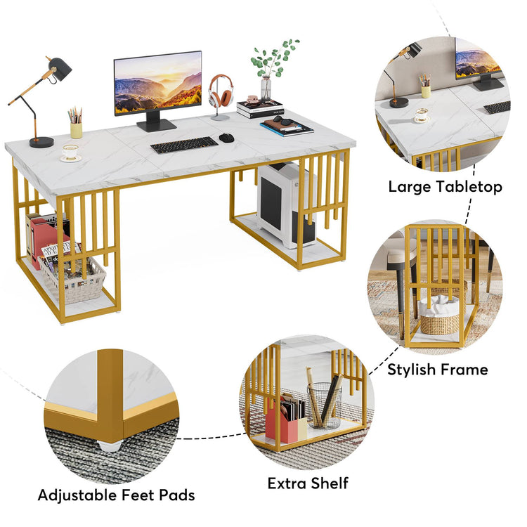 70.9" Executive Desk, Modern Computer Desk with Storage Tribesigns