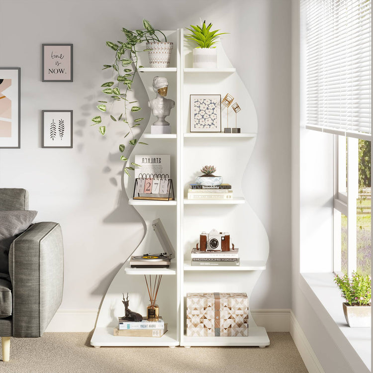 Tribesigns Corner Shelf, Modern 5-Tier Wall Corner Bookshelf Bookcase Tribesigns