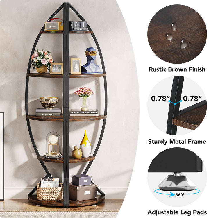 Tribesigns Corner Shelf, 69" Corner Bookshelf Storage Rack with 5-Tier Shelves Tribesigns