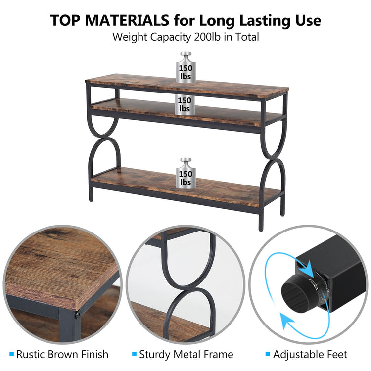 Console Table, 55" Sofa Table with 3-Tier Storage Shelves Tribesigns