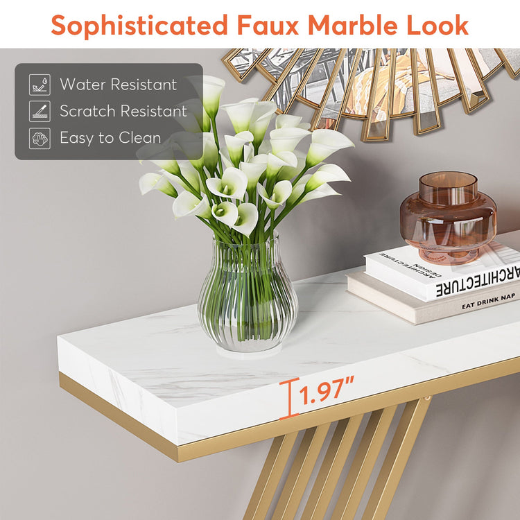 Tribesigns Console Table, 42" Modern Faux Marble Entryway Sofa Table