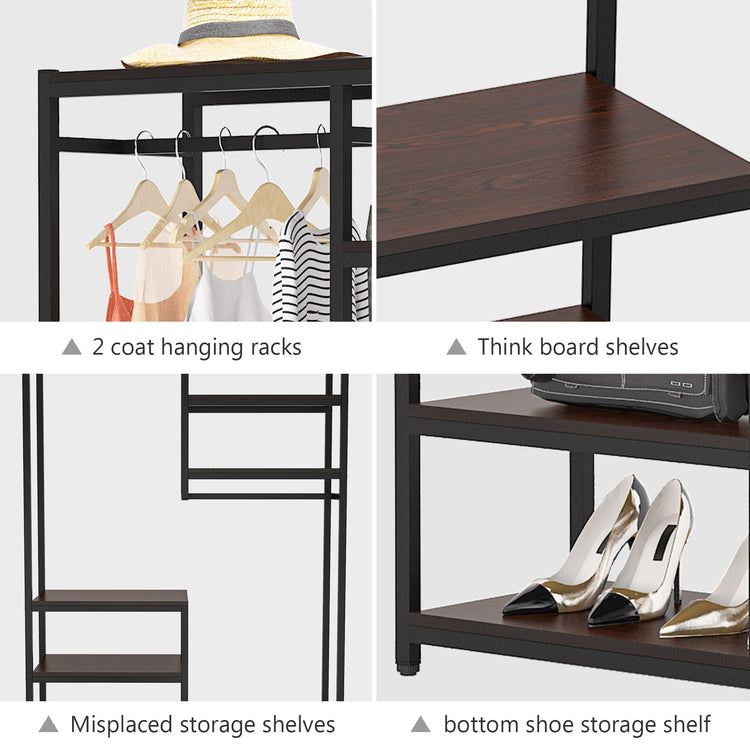 Freestanding Closet Organizer, Clothes Racks with 2 Hanging Rod Tribesigns