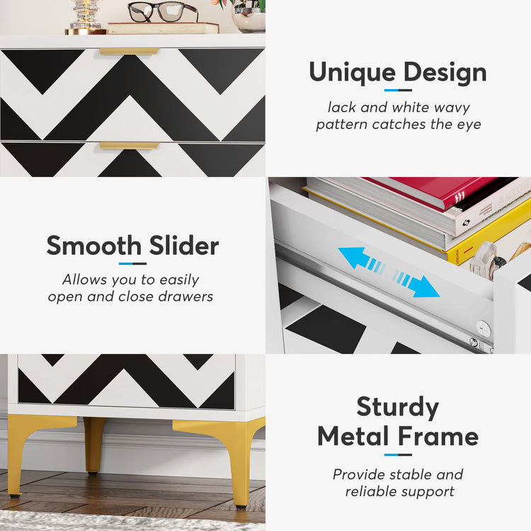 Nightstand, Modern 3-Drawer End Table Bedside Table for Bedroom Tribesigns