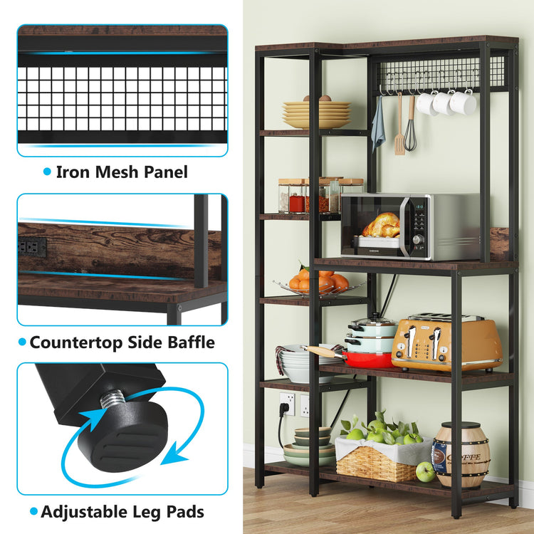 8-Tier Kitchen Baker's Rack with Power Outlets, Microwave Oven Stand Tribesigns