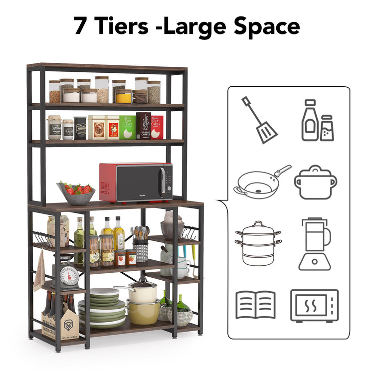 Kitchen Baker's Rack, 6-Tier Utility Kitchen Storage Shelf with Hutch Tribesigns