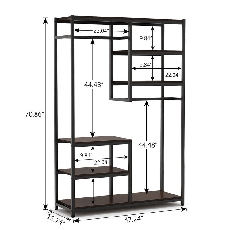 Freestanding Closet Organizer, Clothes Racks with 2 Hanging Rod Tribesigns