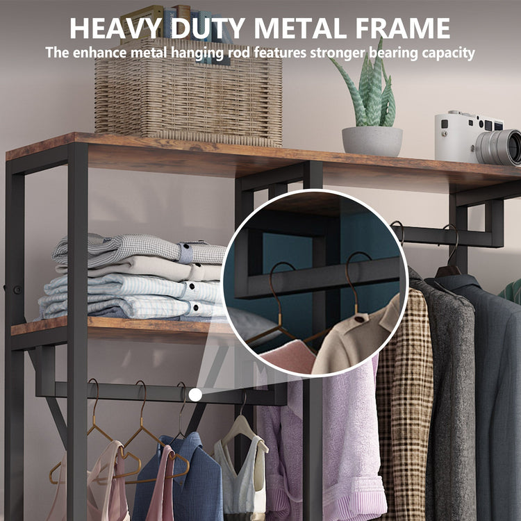 Freestanding Closet Organizer, Industrial 3 Rod Garment Rack Tribesigns