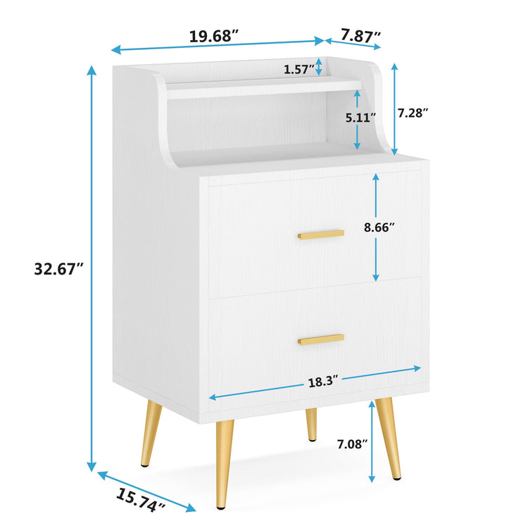 Nightstand, Modern Bedside Table with 2 Drawers Tribesigns