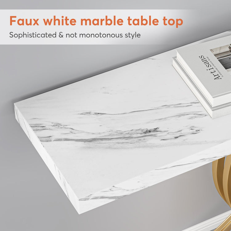 Console Table, 40" Faux Marble Entryway Hallway Sofa Table Tribesigns