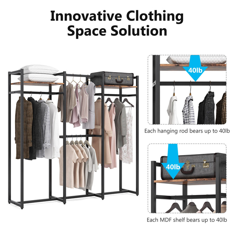 Freestanding Closet Organizer, Large Garment Clothes Rack Tribesigns