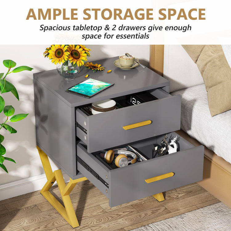 Nightstand, Modern Bedside Sofa Table with 2 Storage Drawers Tribesigns