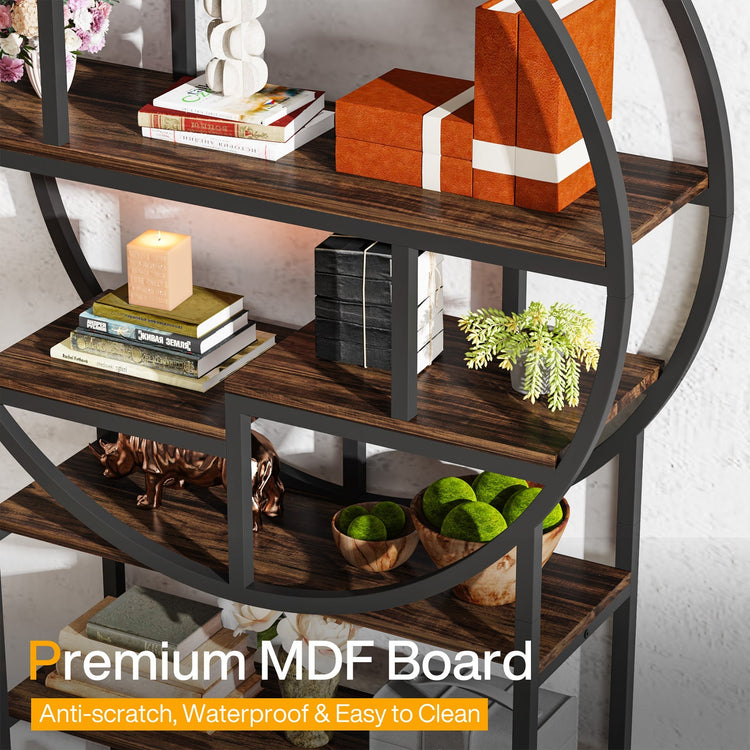 8-Tier Bookshelf, 75-Inch Industrial Bookcase Display Shelf Tribesigns