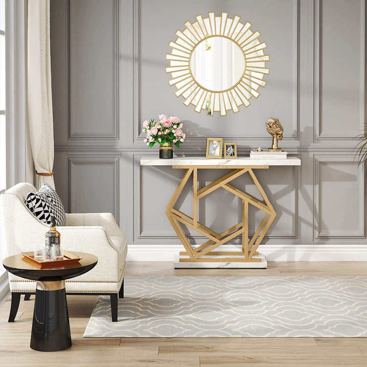 Console Table, Modern 47" Sofa Table with Gold Metal Base Tribesigns