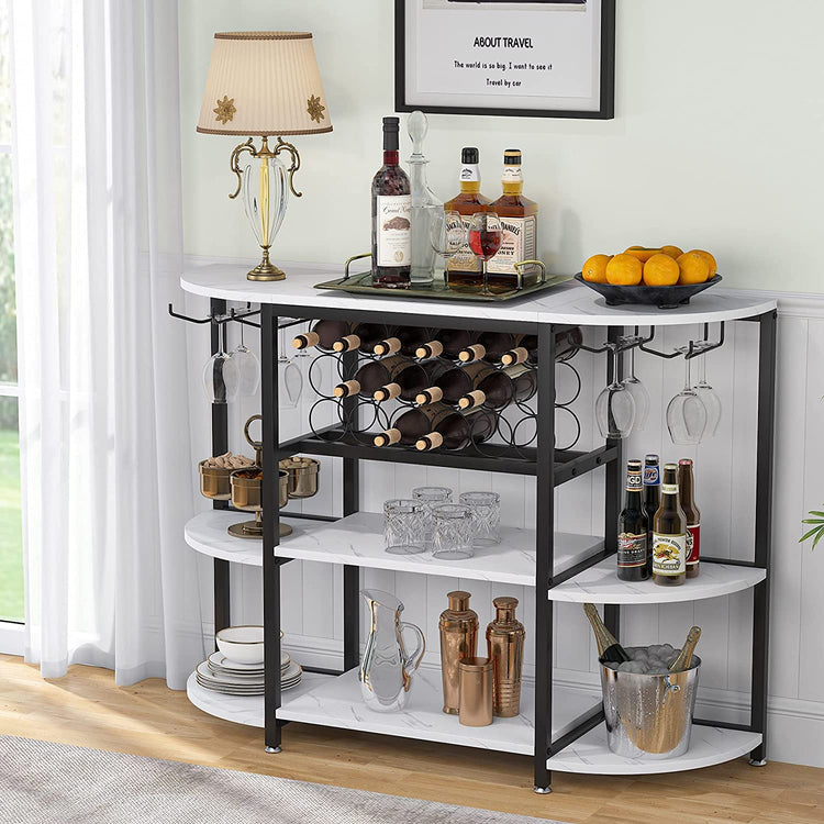Wine Rack, 47 Inch Freestanding Wine Bar Cabinet with Storage Shelves Tribesigns