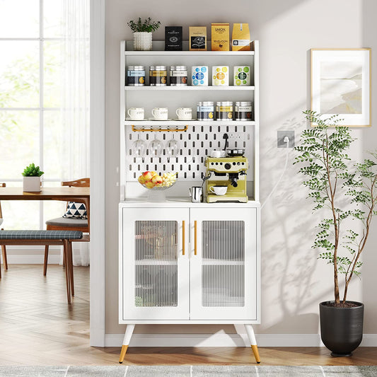 Kitchen Baker's Rack, 6 Tier Storage Cabinet with Power Outlet Tribesigns