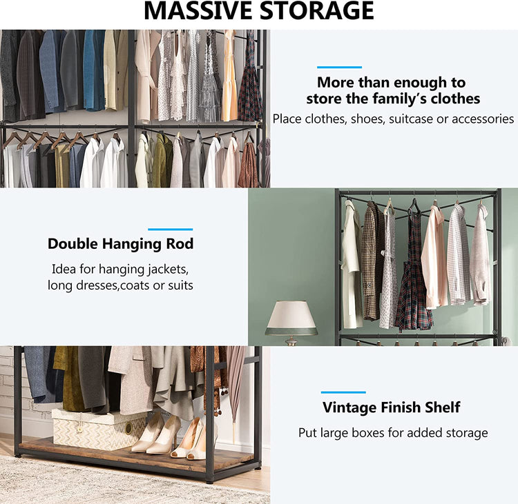 Freestanding Closet Organizer, Open Wardrobe Clothing Rack Tribesigns