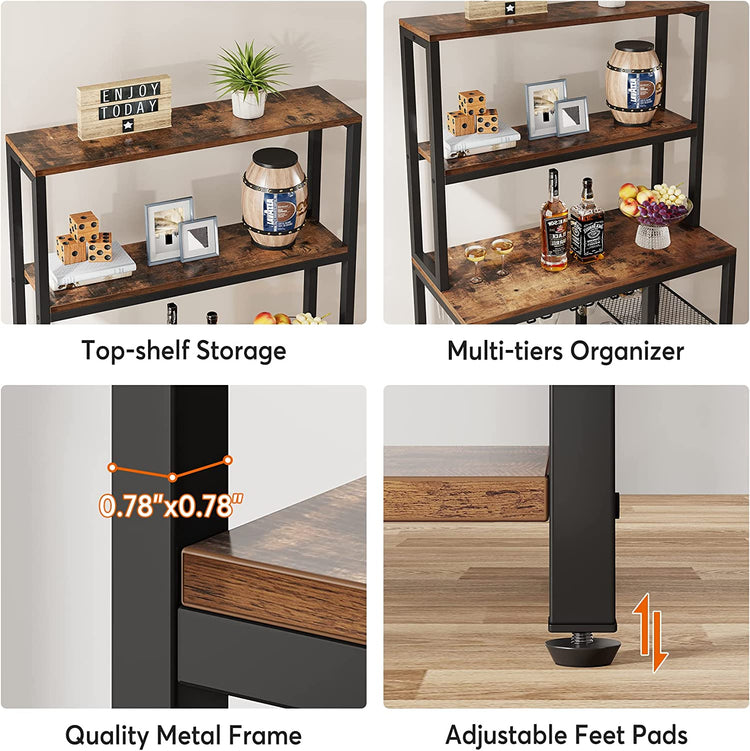 Wine Rack, 5 Tier Bakers Rack with Wine Storage Tribesigns