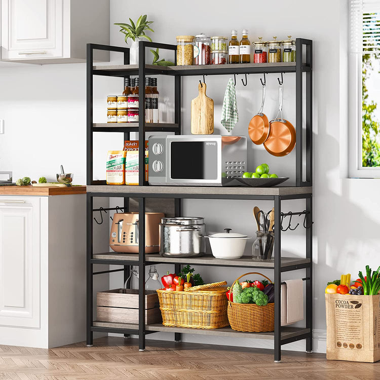 Kitchen Baker's Rack, 5-Tier Utility Storage Shelf with Hutch Tribesigns