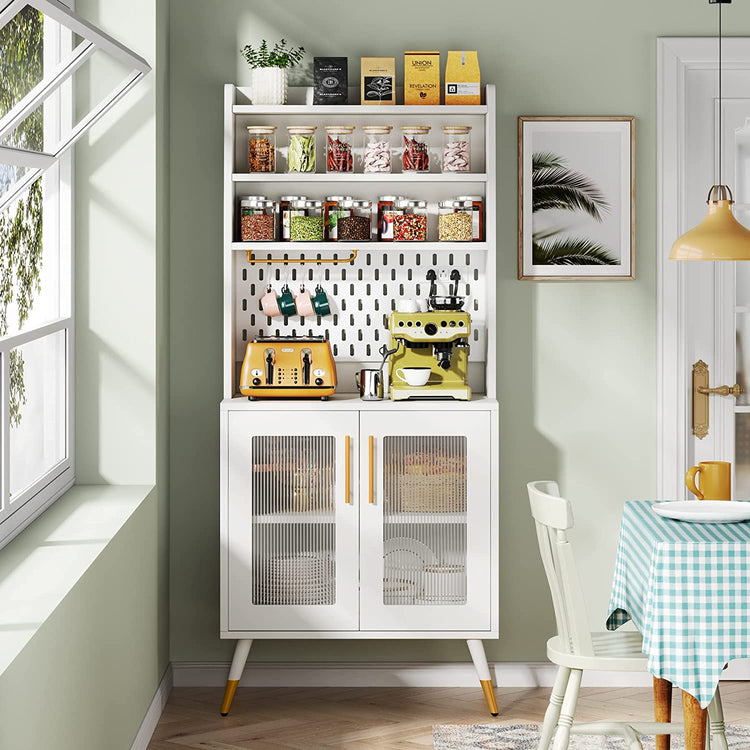 Kitchen Baker's Rack, 6 Tier Storage Cabinet with Power Outlet Tribesigns