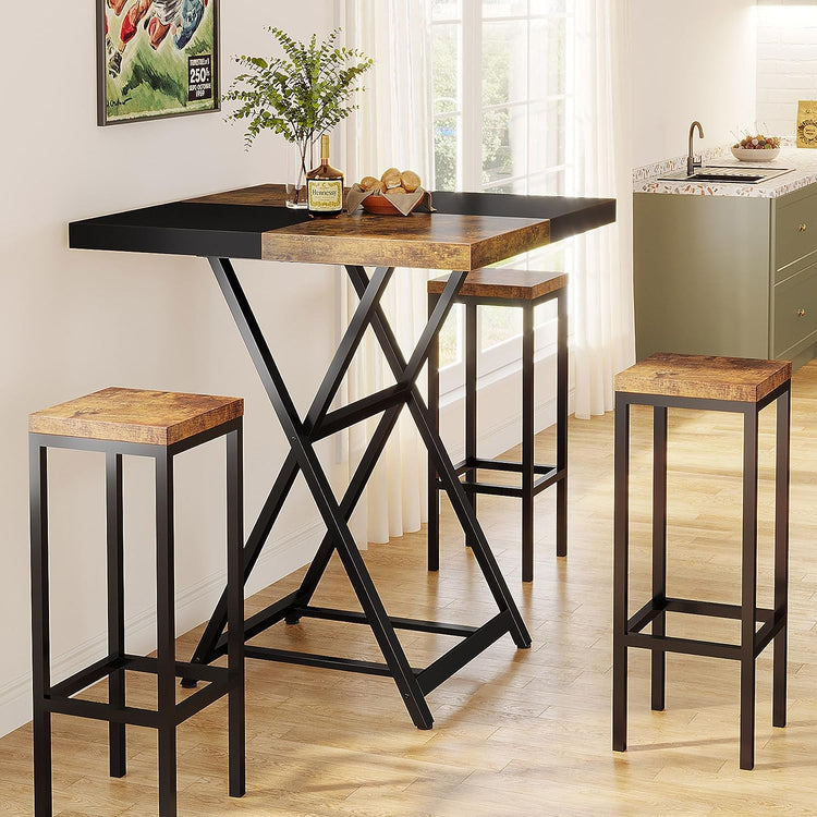 42” H Bar Table, Square Pub Table Dining Table for 2-4 People(Chairs not Included) Tribesigns
