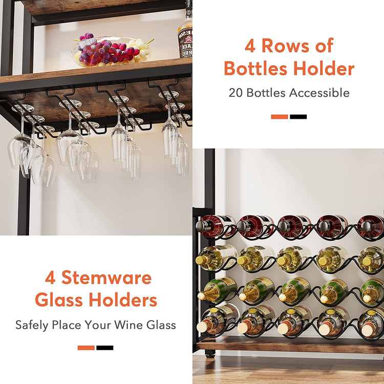 Wine Rack, 5 Tier Bakers Rack with Wine Storage Tribesigns