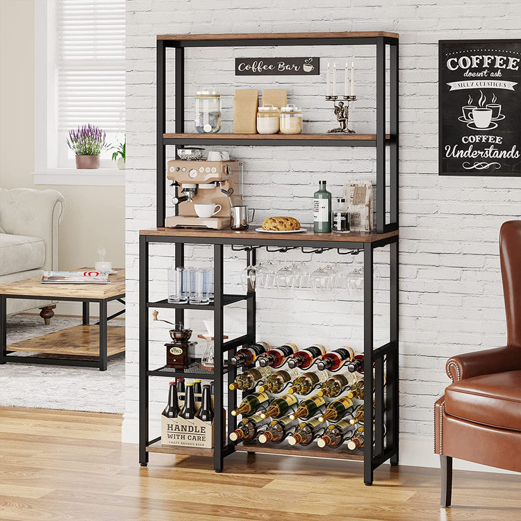 Wine Rack, 5 Tier Bakers Rack with Wine Storage Tribesigns
