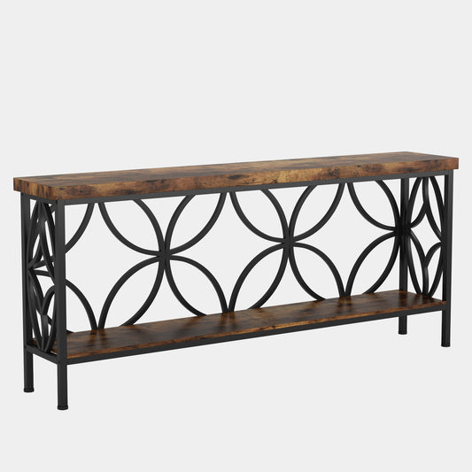 2-Tier Console Table, 70.9" Industrial Sofa Table Behind Couch Tribesigns