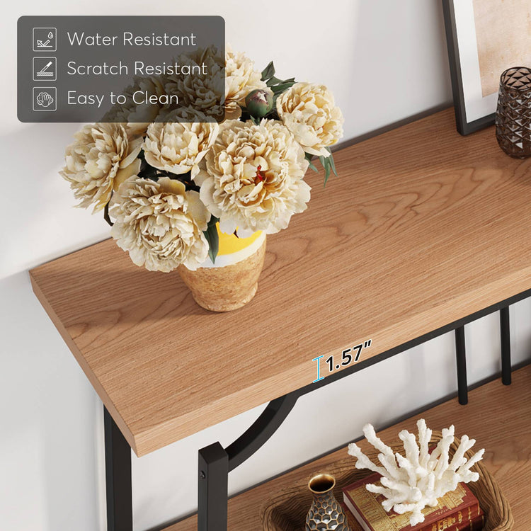 Console Table, 70.9" Natural Industrial Entry Sofa Table Behind Couch Tribesigns