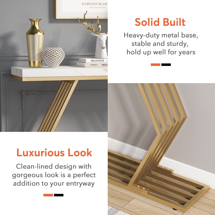 Tribesigns Console Table, 42" Modern Faux Marble Entryway Sofa Table