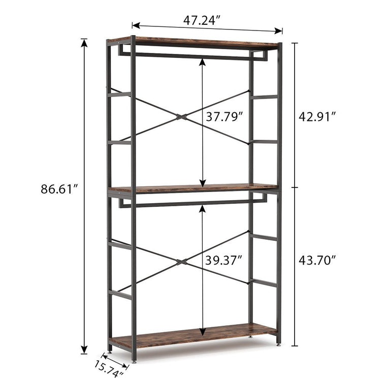Freestanding Closet Organizer, 86" Garment Rack with Shelves & Hanging Rods Tribesigns