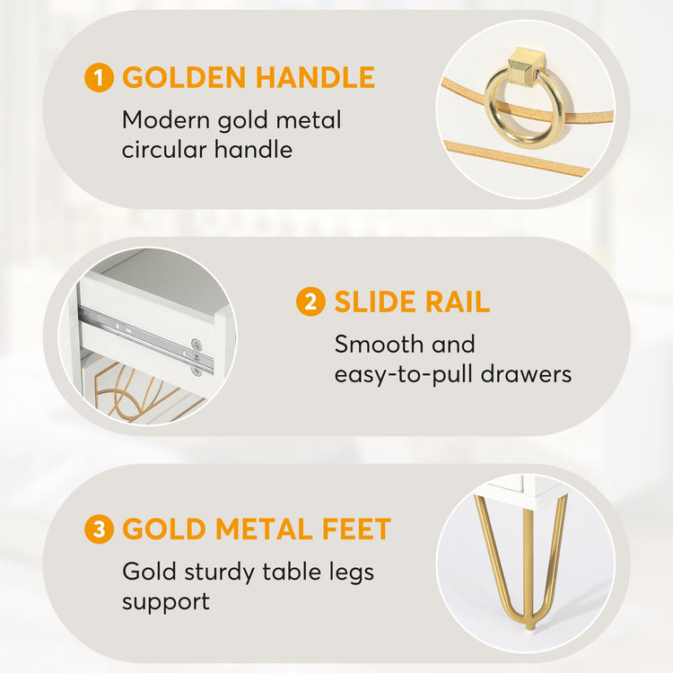 Nightstand, Modern Bedside Table Sofa End Table with 3 Drawers Tribesigns