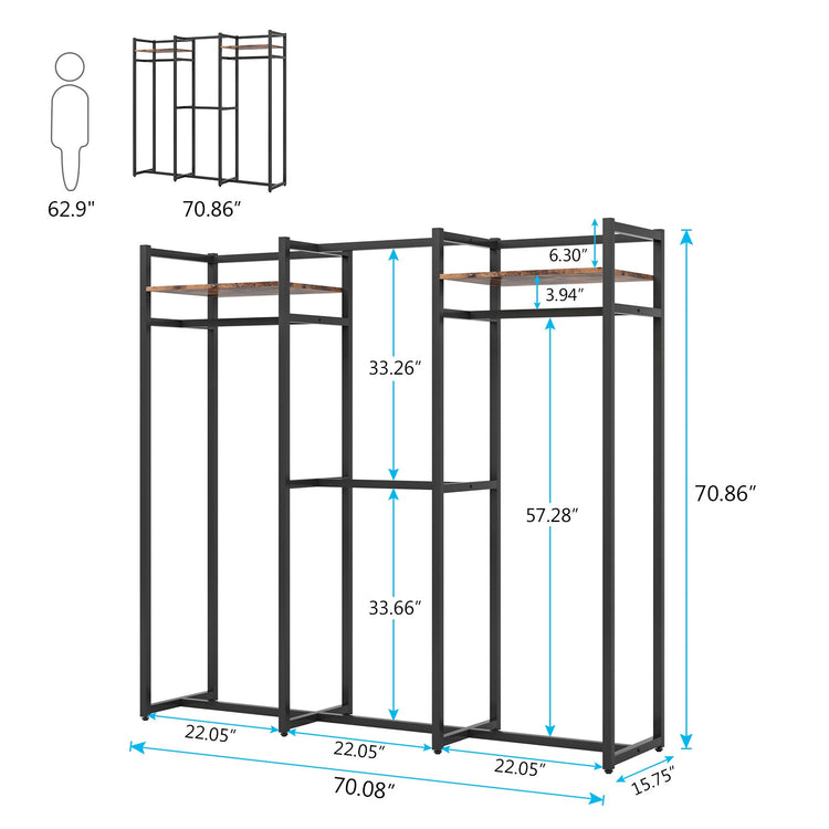 Freestanding Closet Organizer, Large Garment Clothes Rack Tribesigns