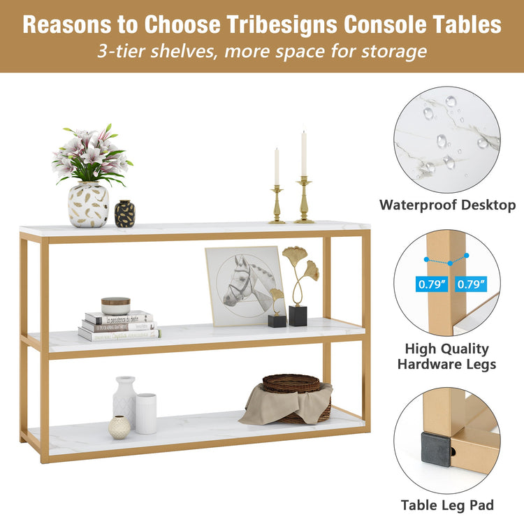 Console Table, Faux Marble Top 3-Tier Sofa Entryway Table Tribesigns
