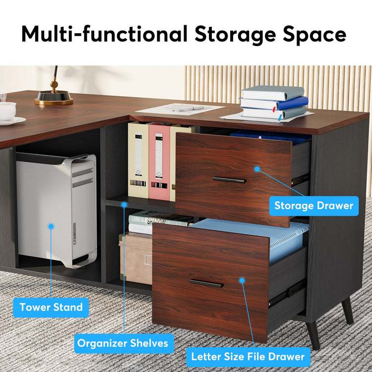 Tribesigns Executive Desk, 87” L-Shaped Computer Desk with 51” File Cabinet Tribesigns