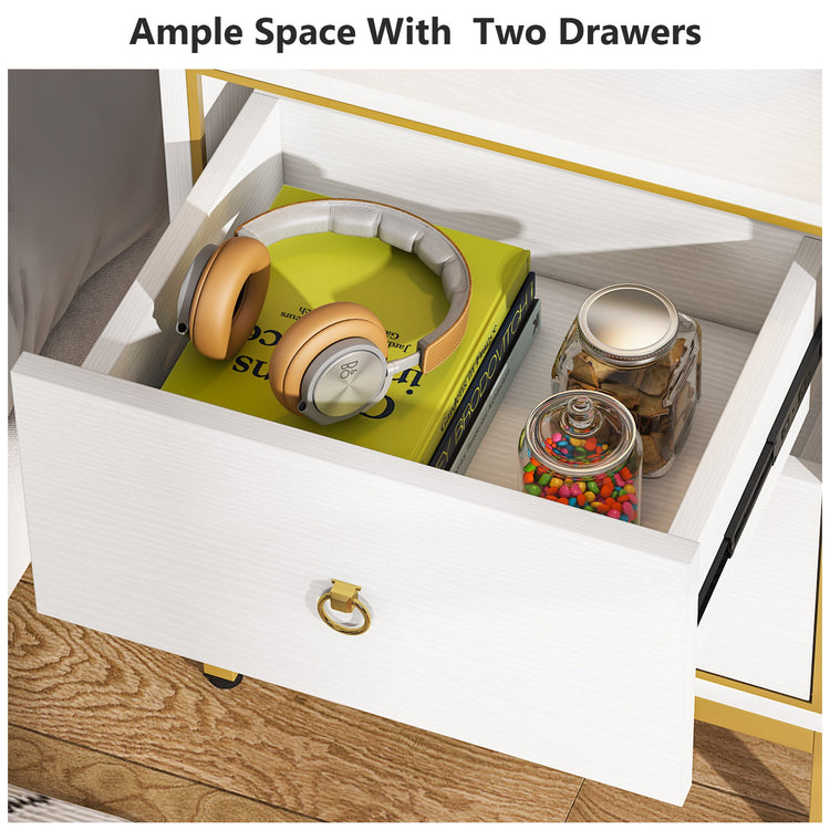 Nightstand, Modern End Bedside Table with 2 Drawers Tribesigns