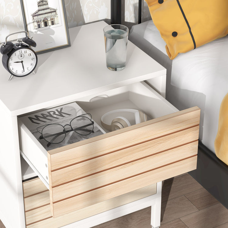 Nightstand, Wood End Table Bedside Table with 2-Drawer Tribesigns