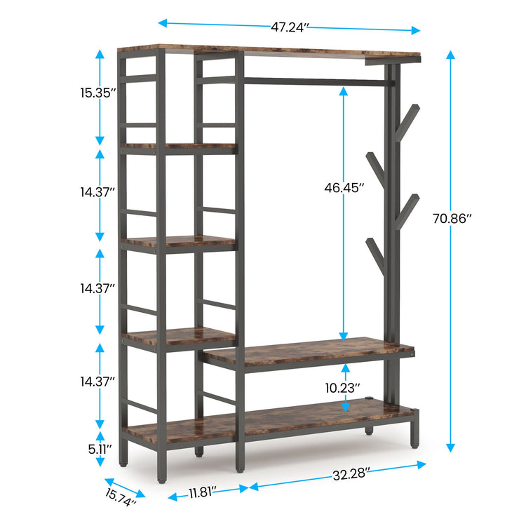 Freestanding Closet Organizer, Garment Rack with 4-Tier Shelves Tribesigns
