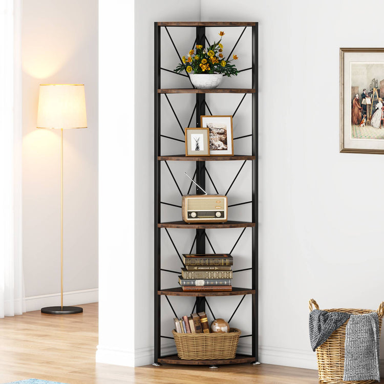 Tribesigns Corner Shelf, 5 Tier Corner Bookcase Small Shelving Unit Tribesigns