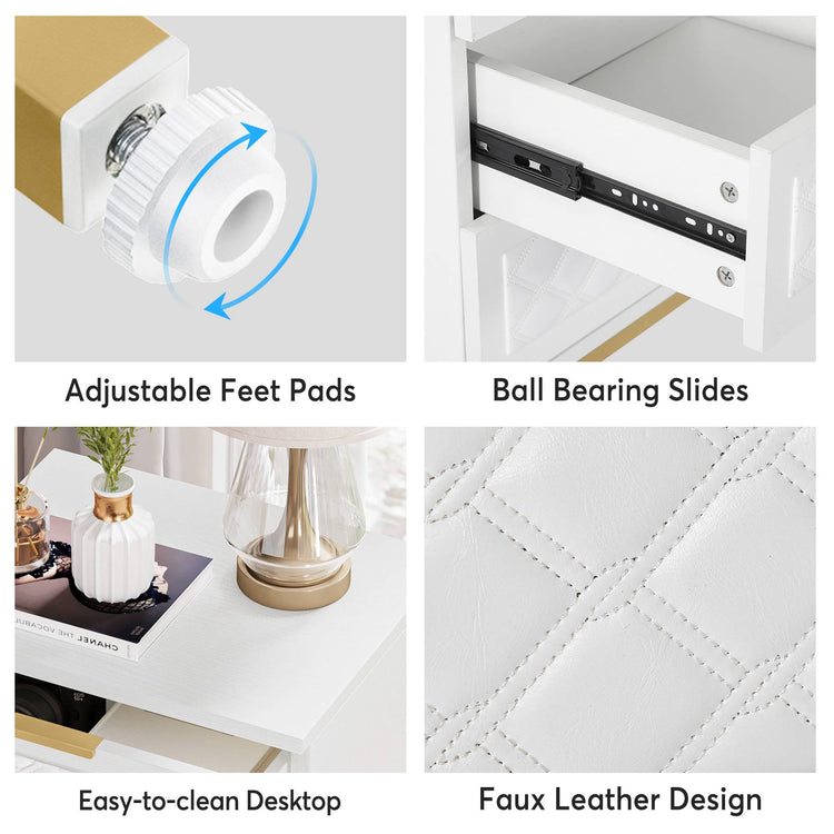 Nightstand, 3-Drawer Modern Beside Table End Table Tribesigns