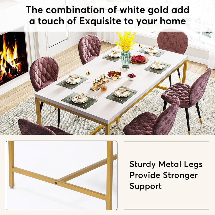 63" Dining Table, Rectangle Kitchen Table for 6 People Tribesigns
