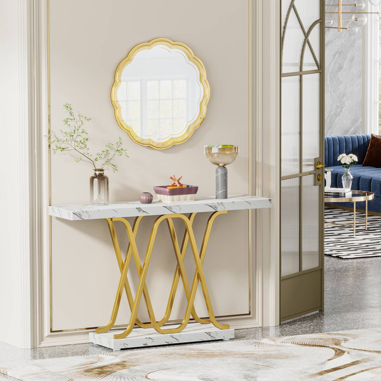 Tribesigns Console Table, 2-tier Modern 39" Sofa Table with Faux Marble Top