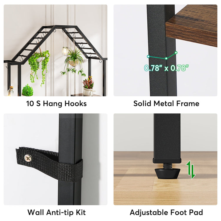 11-Tier Plant Stand with 10 S-Hooks, 71.3" Plant Rack Flower Stand Tribesigns