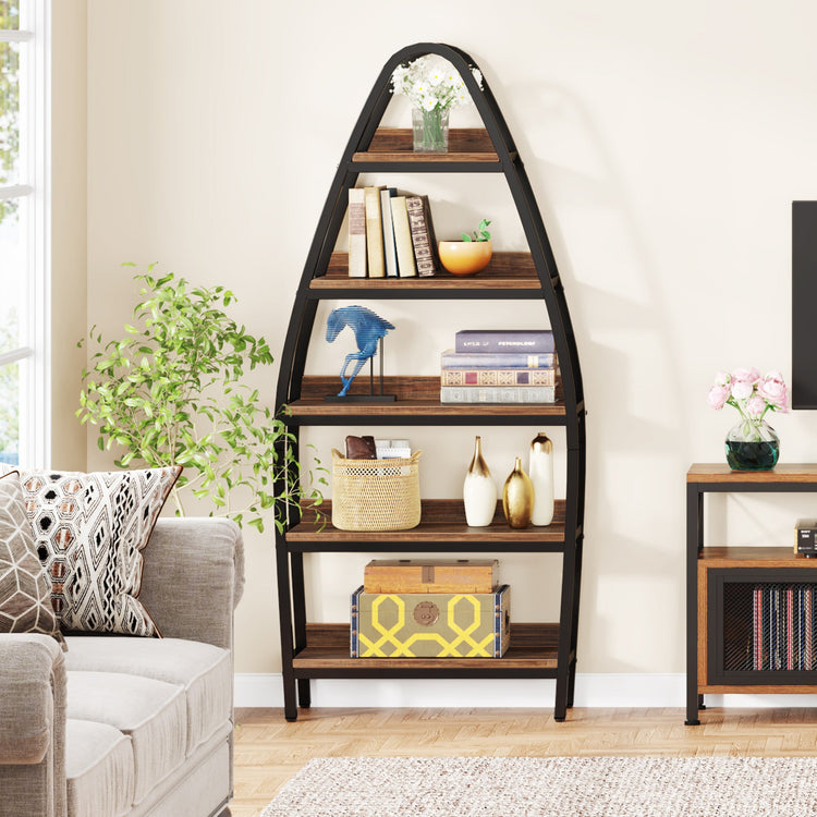 5-Tier Bookshelf, 69" Tall Open Etagere Bookcase Display Shelf Unit Tribesigns